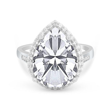 Teardrop Cocktail Engagement Ring Simulated Cubic Zirconia 925 Sterling Silver